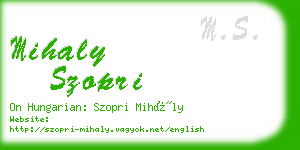 mihaly szopri business card